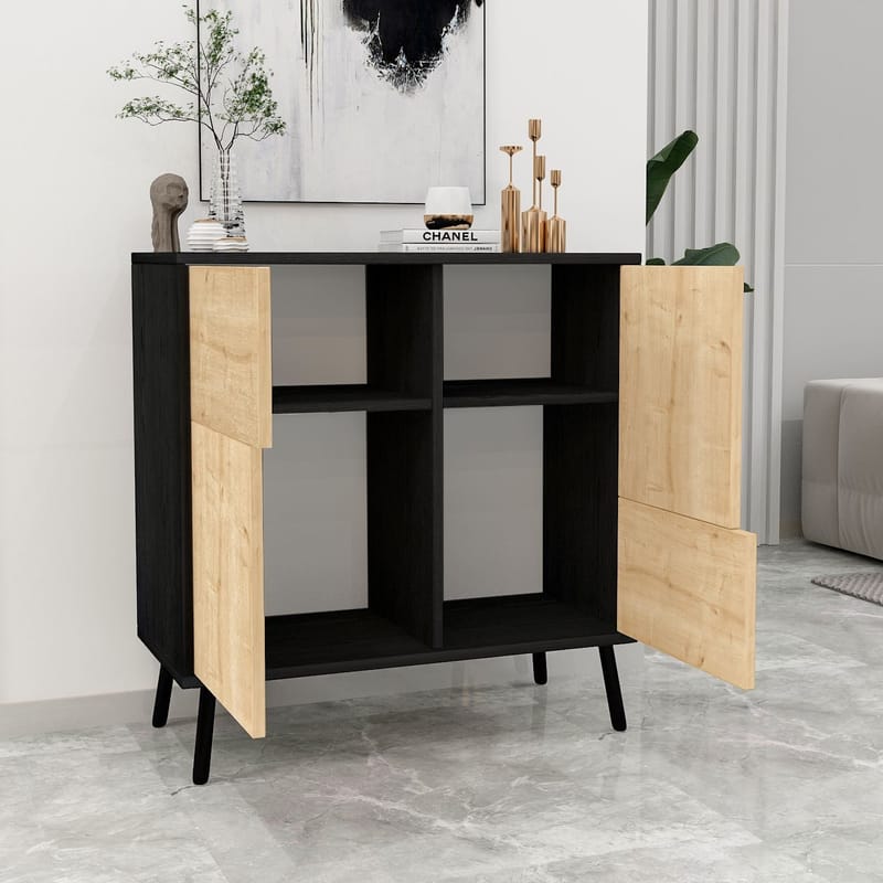 Monikäyttöinen kaappi Homitis Darien (76,5 x 79,5 x 35 cm) Musta puu Sapphire-tammi - Säilytys - Kaappi - Säilytyskaappi