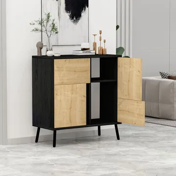 Monikäyttöinen kaappi Homitis Darien (76,5 x 79,5 x 35 cm) Musta puu Sapphire-tammi - Säilytys - Kaappi - Säilytyskaappi