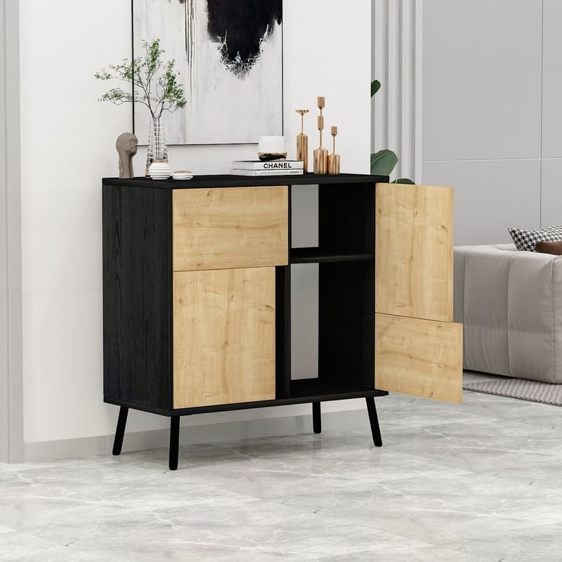 Monikäyttöinen kaappi Homitis Darien (76,5 x 79,5 x 35 cm) Musta puu Sapphire-tammi - Säilytys - Kaappi - Säilytyskaappi