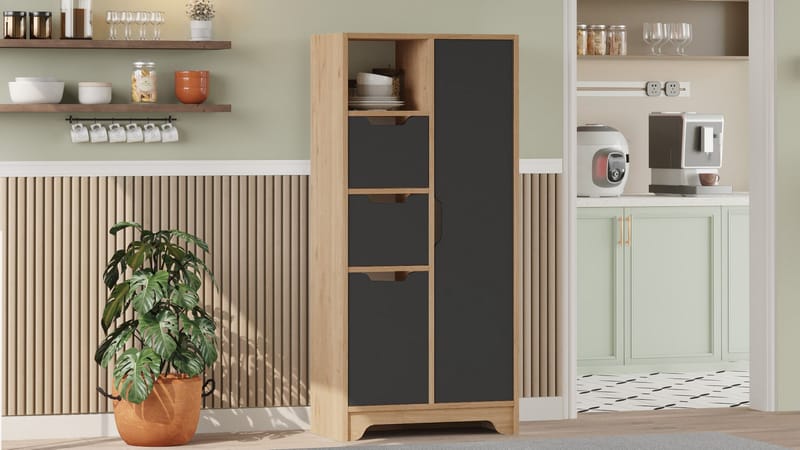 Monikäyttöinen kaappi Homitis Libero (71 x 140 x 34 cm) Tammen antrasiitti - Oak/Anthracite - Säilytys - Kaappi - Säilytyskaappi