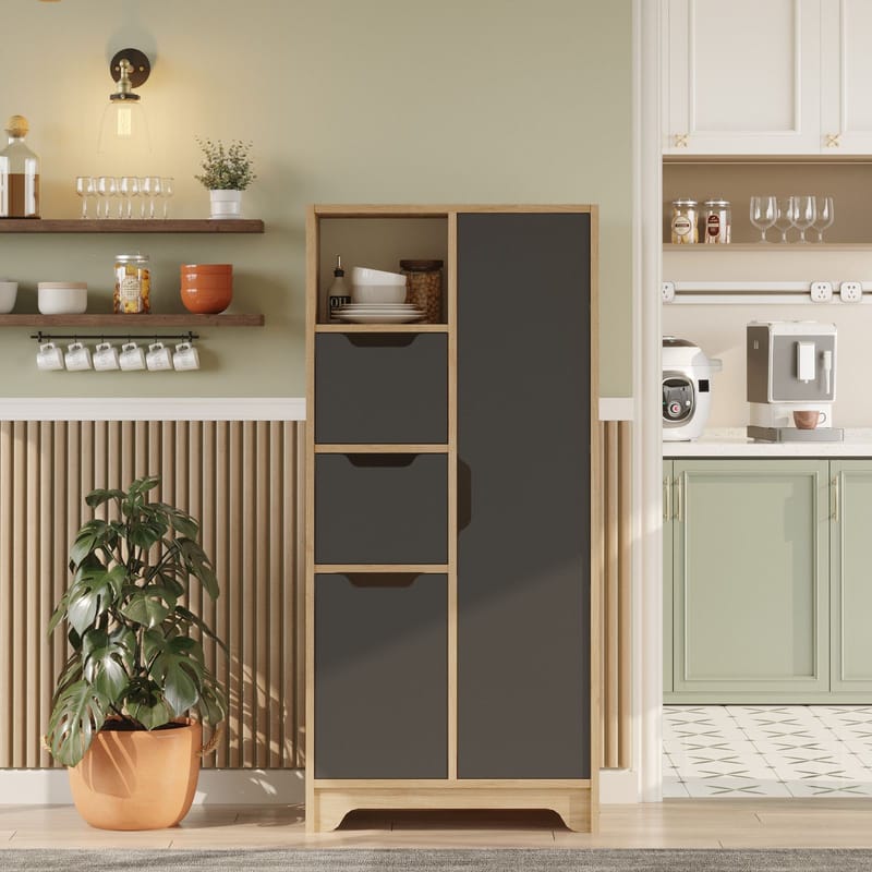 Monikäyttöinen kaappi Homitis Libero (71 x 140 x 34 cm) Tammen antrasiitti - Oak/Anthracite - Säilytys - Kaappi - Säilytyskaappi
