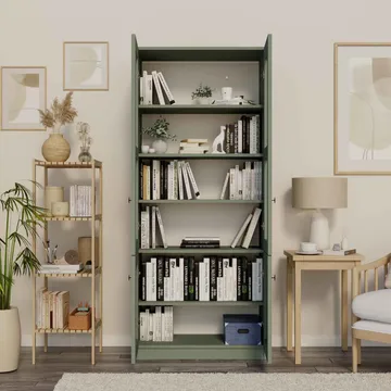 Monitoimikaappi Hanah Home Lisa 1600-135 (80 x 190 x 37 cm) vihreä - Vihreä - Säilytys - Kaappi - Vitriini