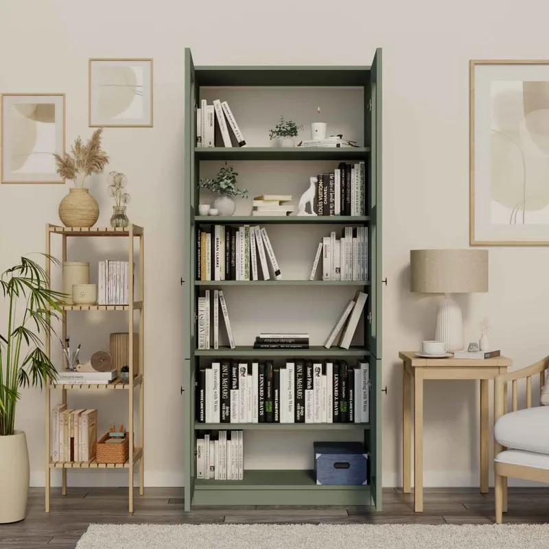 Monitoimikaappi Hanah Home Lisa 1600-135 (80 x 190 x 37 cm) vihreä - Vihreä - Säilytys - Kaappi - Vitriini