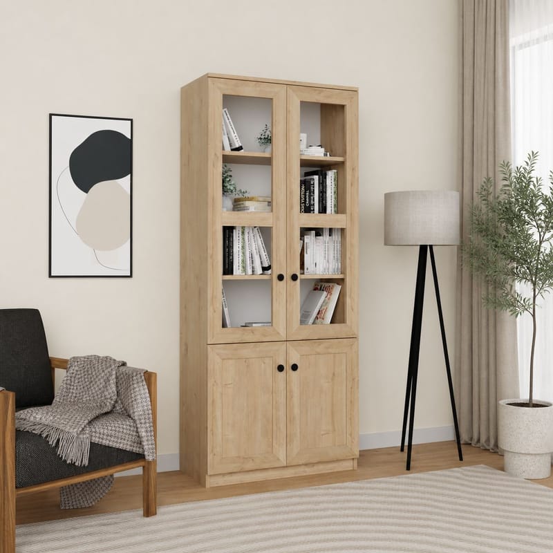 Monitoimikaappi Hanah Home Lisa (80 x 190 x 37 cm) Sapphire Oak - Sapphire Oak - Säilytys - Kaappi - Vitriini