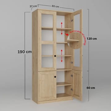 Monitoimikaappi Hanah Home Lisa (80 x 190 x 37 cm) Sapphire Oak - Sapphire Oak - Säilytys - Kaappi - Vitriini