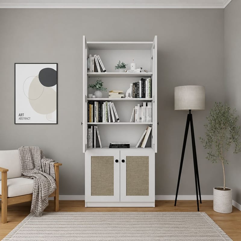 Monitoimikaappi Hanah Home Lisa (80 x 190 x 37 cm) Valkoinen - Valkoinen - Säilytys - Kaappi - Vitriini