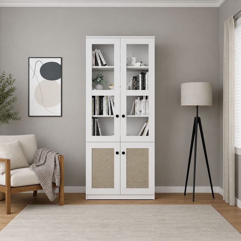 Monitoimikaappi Hanah Home Lisa (80 x 190 x 37 cm) Valkoinen - Valkoinen - Säilytys - Kaappi - Vitriini