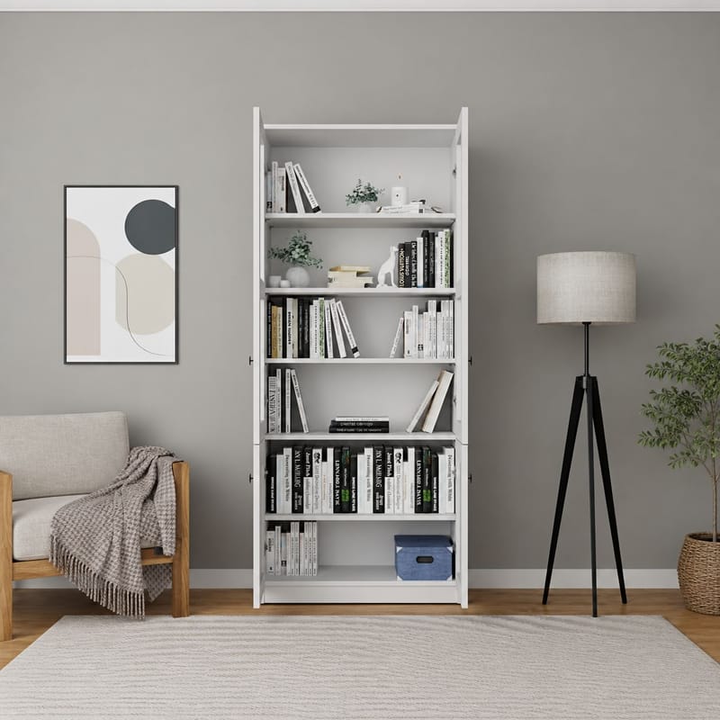 Monitoimikaappi Hanah Home Lisa (80 x 190 x 37 cm) Valkoinen - Valkoinen - Säilytys - Kaappi - Vitriini
