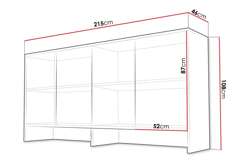 Rauk Highboard - Harmaa - Säilytys - Kaappi - Säilytyskaappi