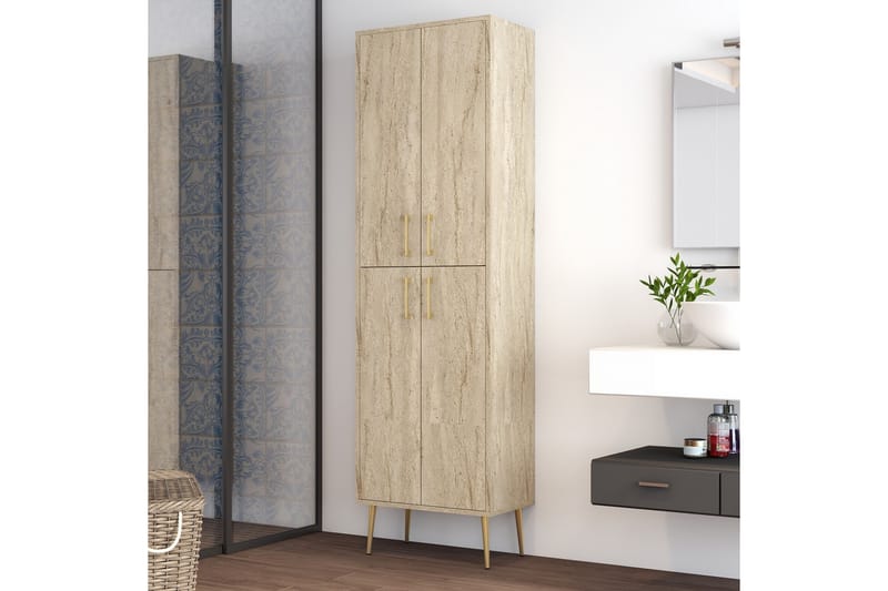 Retzow Korkeakaappi - Beige - Säilytys - Kaappi - Säilytyskaappi
