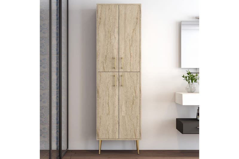 Retzow Korkeakaappi - Beige - Säilytys - Kaappi - Säilytyskaappi