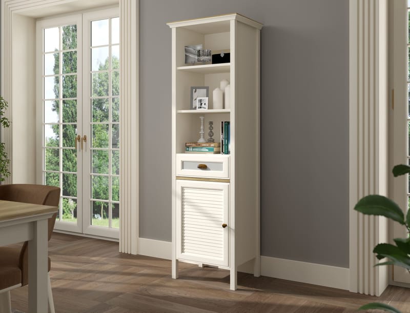 Rilena Monitoimikaappi 60x194 cm - Kerma, tammi, harmaa - Säilytys - Kaappi - Säilytyskaappi