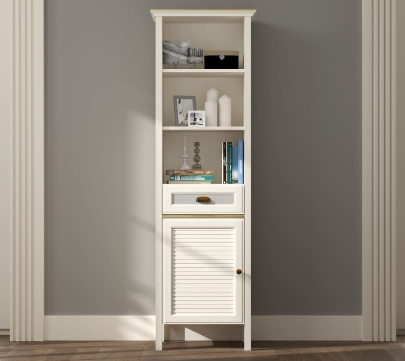 Rilena Monitoimikaappi 60x194 cm - Kerma, tammi, harmaa - Säilytys - Kaappi - Säilytyskaappi