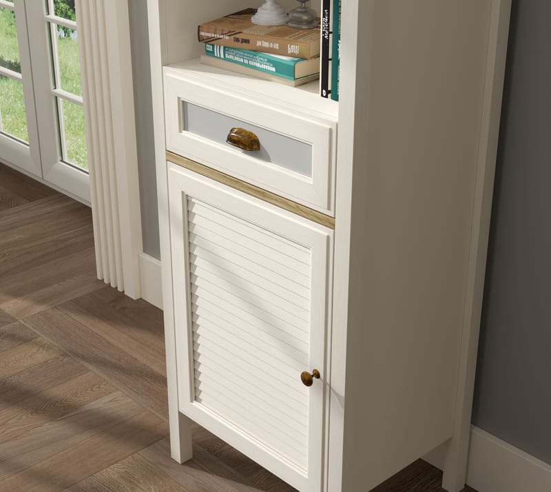 Rilena Monitoimikaappi 60x194 cm - Kerma, tammi, harmaa - Säilytys - Kaappi - Säilytyskaappi