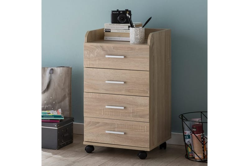 Rullakontti Wohnling 4 laatikkoa, pyörillä, säilytyslokero, peitetty lastulevy, moderni tyyli Sonoma - Sonoma - Säilytys - Säilytyskalusteet - Lipasto - Laatikostot