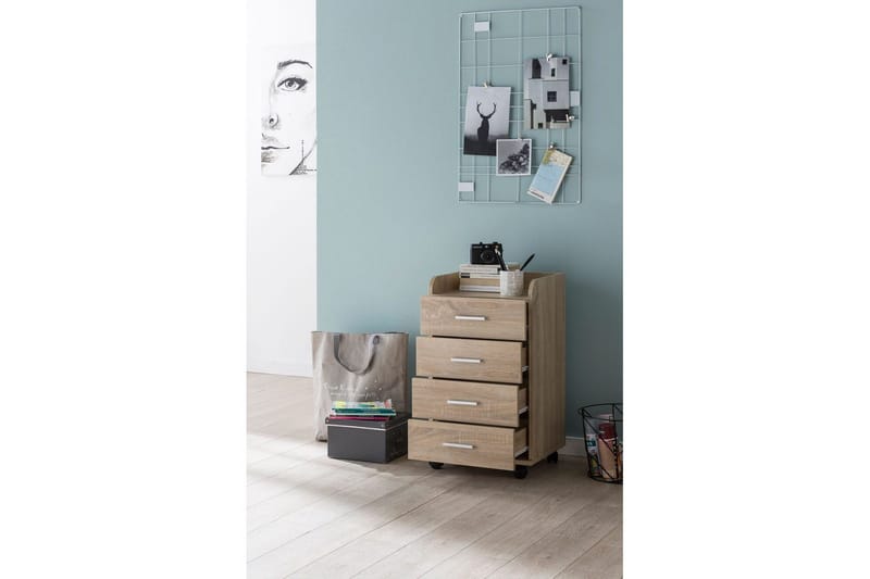 Rullakontti Wohnling 4 laatikkoa, pyörillä, säilytyslokero, peitetty lastulevy, moderni tyyli Sonoma - Sonoma - Säilytys - Säilytyskalusteet - Lipasto - Laatikostot