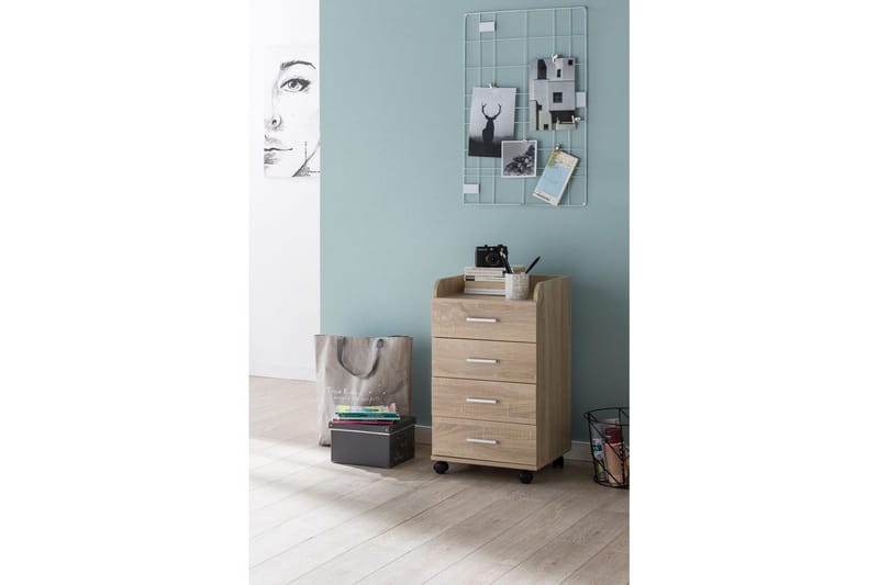 Rullakontti Wohnling 4 laatikkoa, pyörillä, säilytyslokero, peitetty lastulevy, moderni tyyli Sonoma - Sonoma - Säilytys - Säilytyskalusteet - Lipasto - Laatikostot