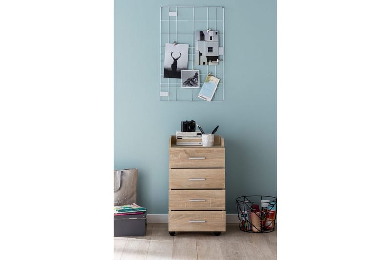 Rullakontti Wohnling 4 laatikkoa, pyörillä, säilytyslokero, peitetty lastulevy, moderni tyyli Sonoma - Sonoma - Säilytys - Säilytyskalusteet - Lipasto - Laatikostot