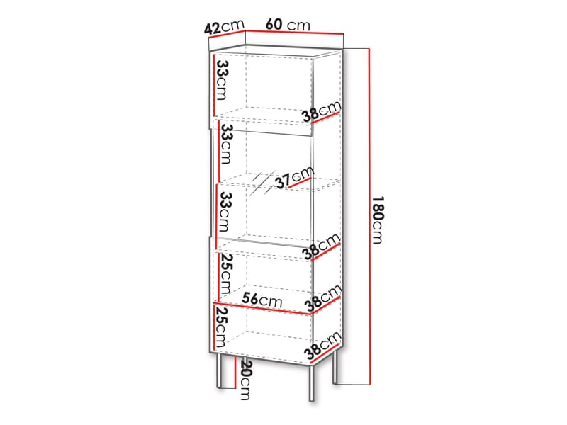 Rynlin Vitriinikaappi 180 cm - Säilytys - Kaappi - Vitriini