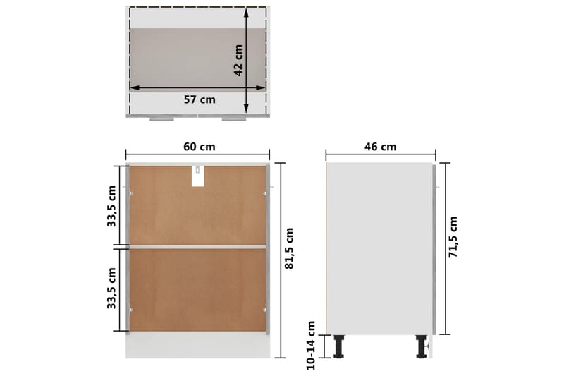 Alakaappi betoninharmaa 60x46x81,5 cm lastulevy - Harmaa - Säilytys - Kaappi - Säilytyskaappi