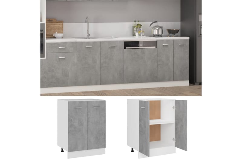 Alakaappi betoninharmaa 60x46x81,5 cm lastulevy - Harmaa - Säilytys - Kaappi - Säilytyskaappi
