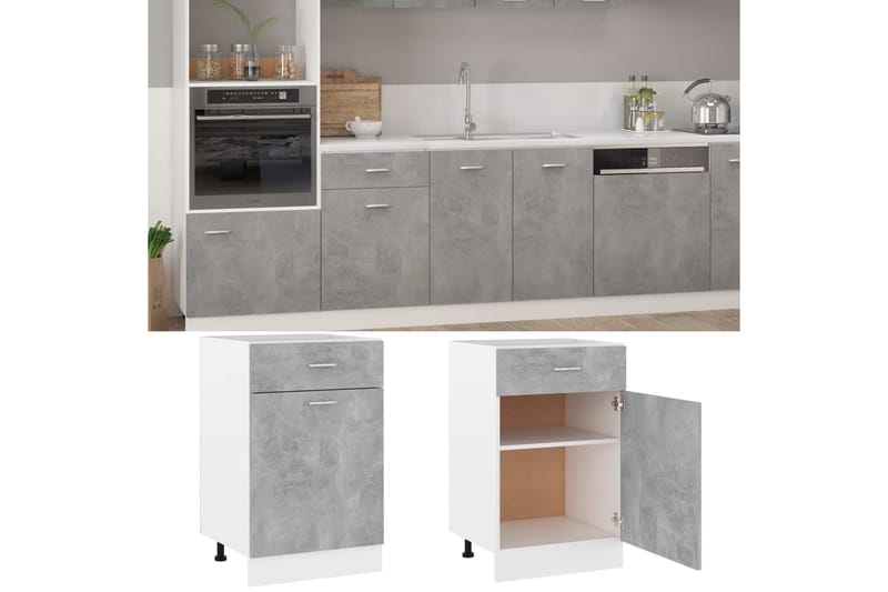 Alalipastokaappi betoninharmaa 50x46x81,5 cm lastulevy - Harmaa - Säilytys - Kaappi - Säilytyskaappi