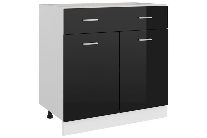 Alalipastokaappi korkeakiilto musta 80x46x81,5 cm lastulevy - Musta - Säilytys - Kaappi - Säilytyskaappi