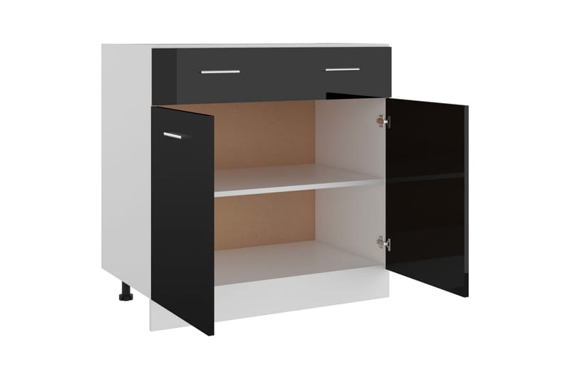 Alalipastokaappi korkeakiilto musta 80x46x81,5 cm lastulevy - Musta - Säilytys - Kaappi - Säilytyskaappi
