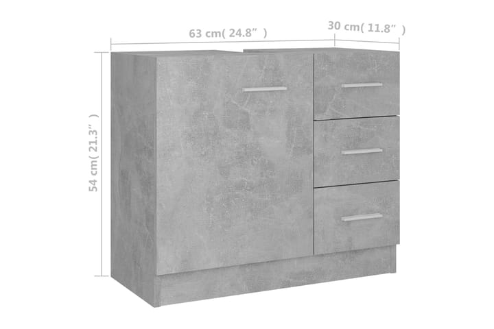 Allaskaappi betoninharmaa 63x30x54 cm lastulevy - Harmaa - Keittiökaappi - Säilytyskaappi