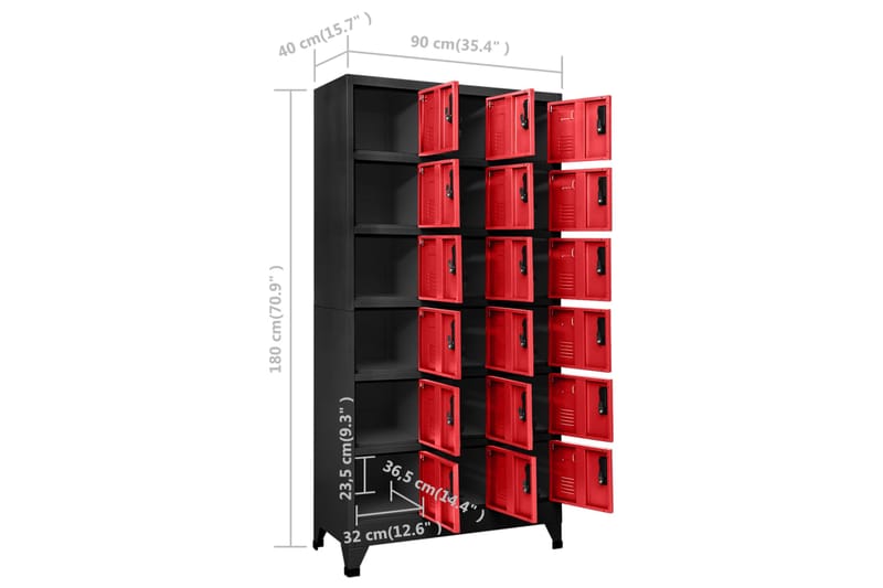 beBasic Pukukaappi antrasiitti ja punainen 90x40x180 cm teräs - Antrasiitti - Säilytys - Kaappi - Säilytyskaappi