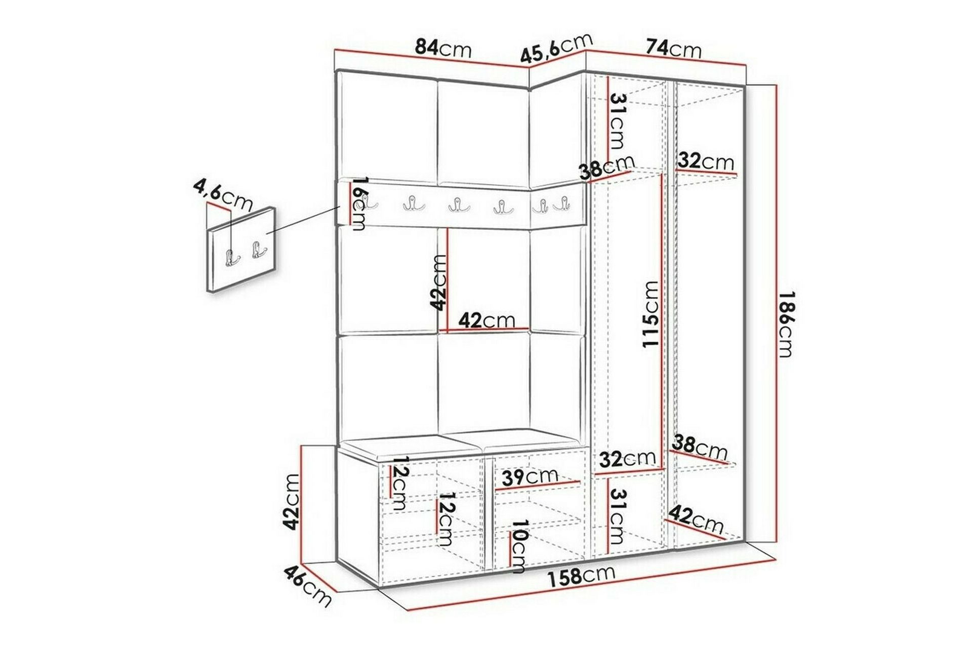Highboard Dunvegan - Grafiitti - Säilytys - Kaappi - Säilytyskaappi