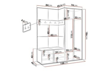 Highboard Dunvegan - Grafiitti - Säilytys - Kaappi - Säilytyskaappi