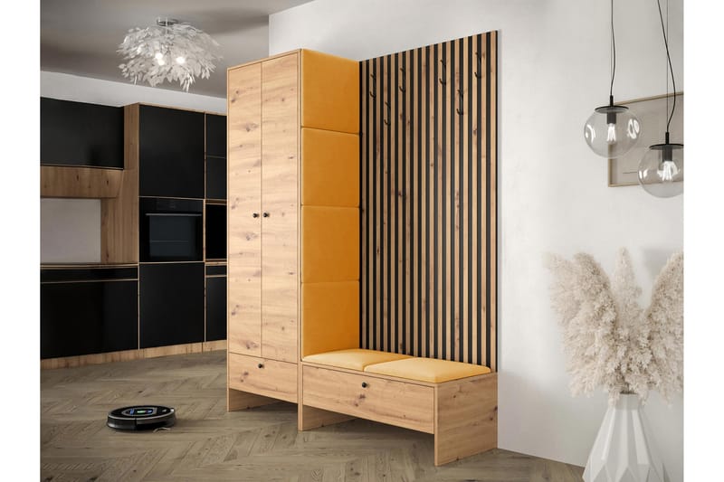 Highboard Dunvegan - Keltainen - Säilytys - Kaappi - Säilytyskaappi