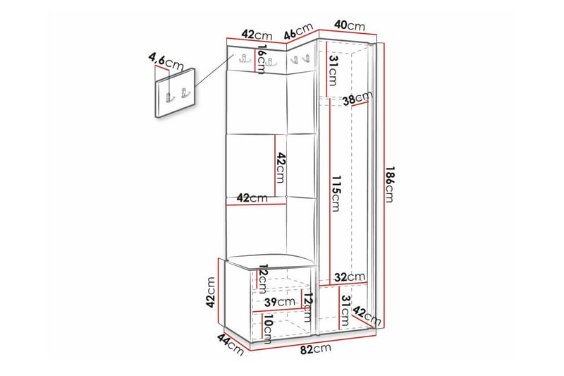 Highboard Dunvegan - Musta - Säilytys - Kaappi - Säilytyskaappi