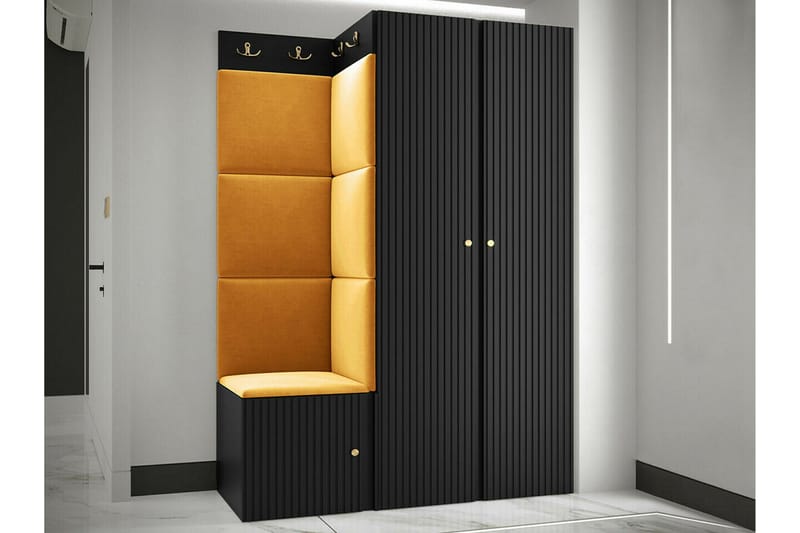 Highboard Dunvegan - Musta - Säilytys - Kaappi - Säilytyskaappi