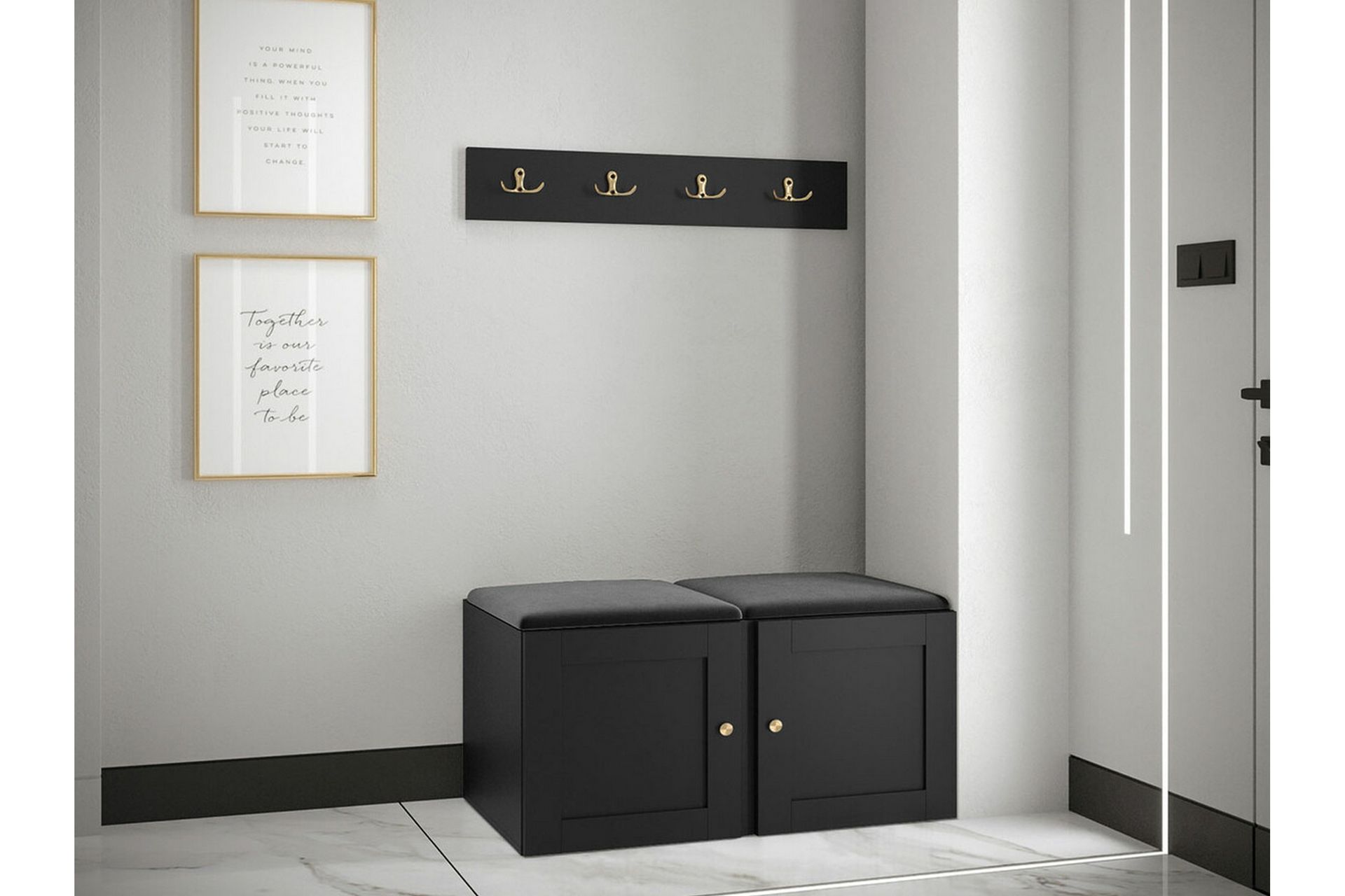 Highboard Dunvegan - Musta - Säilytys - Kaappi - Säilytyskaappi