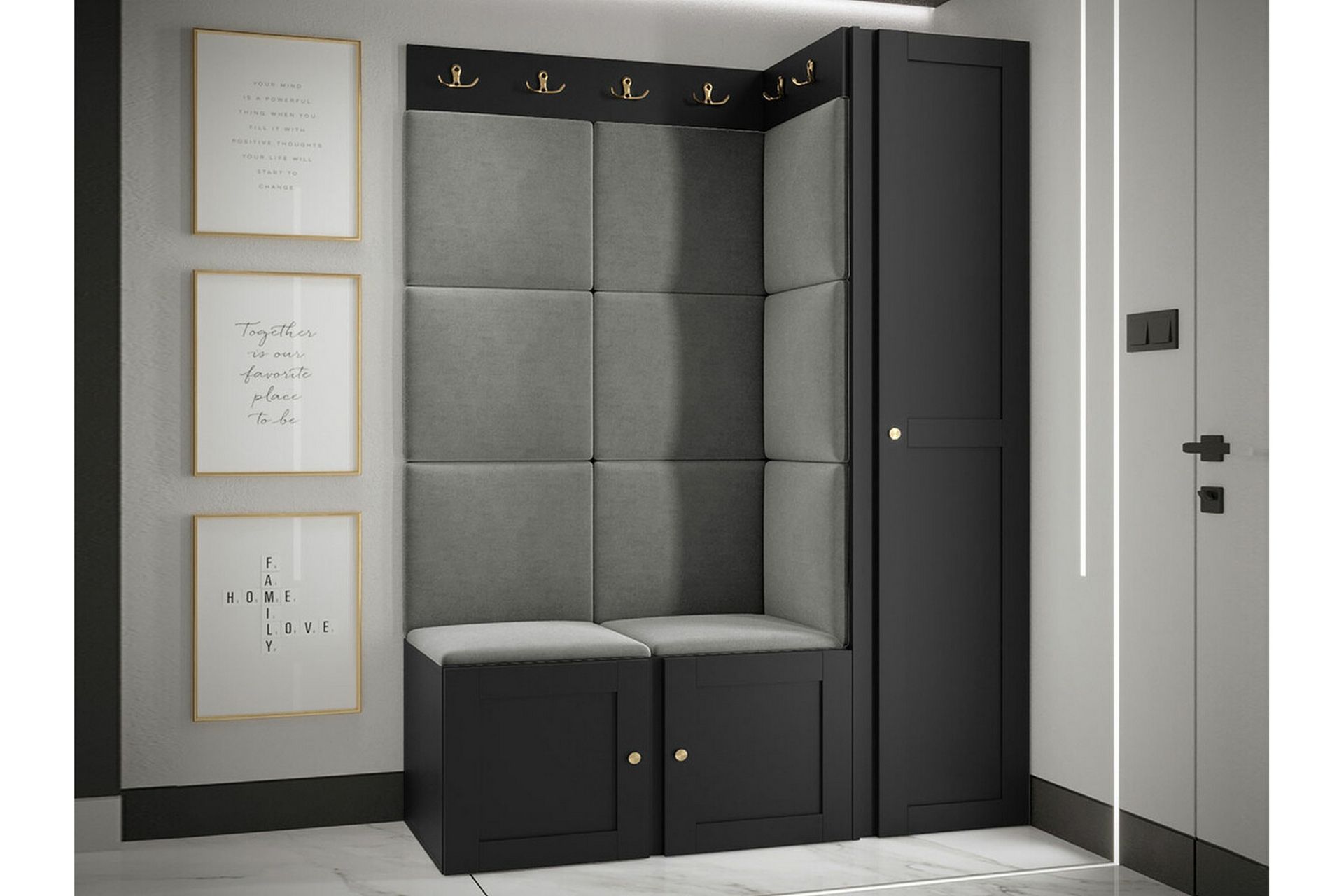 Highboard Dunvegan - Musta - Säilytys - Kaappi - Säilytyskaappi