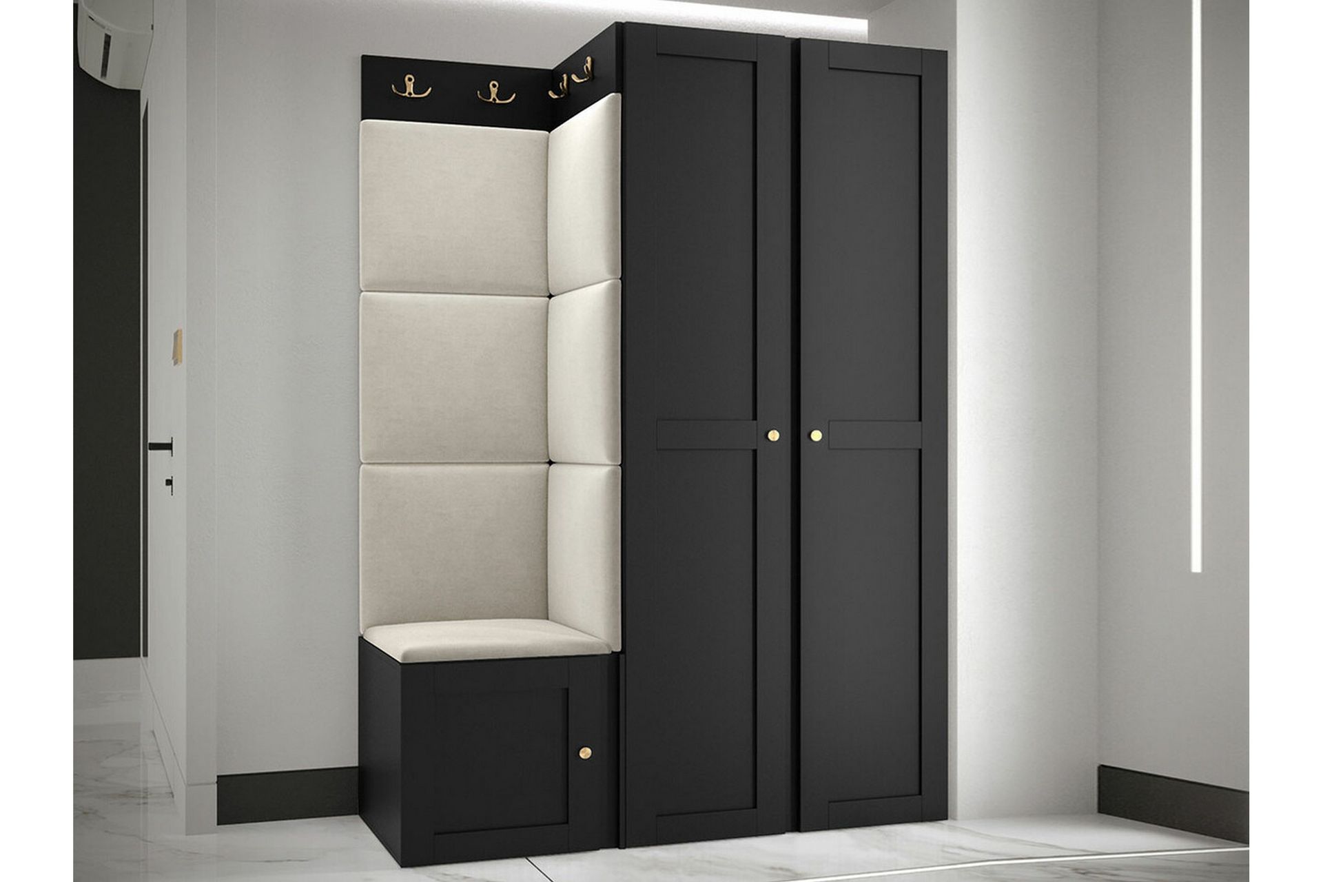 Highboard Dunvegan - Musta - Säilytys - Kaappi - Säilytyskaappi
