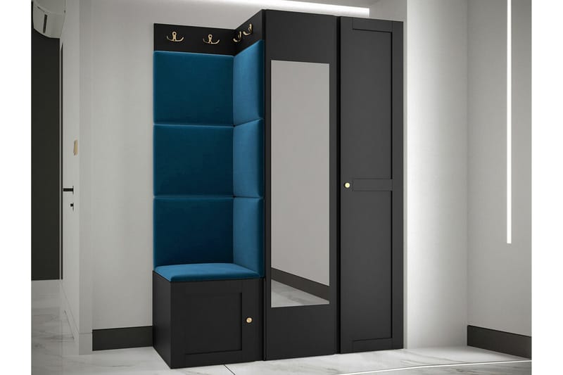 Highboard Dunvegan - Musta - Säilytys - Kaappi - Säilytyskaappi