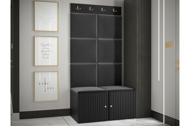 Highboard Dunvegan - Musta - Säilytys - Kaappi - Säilytyskaappi