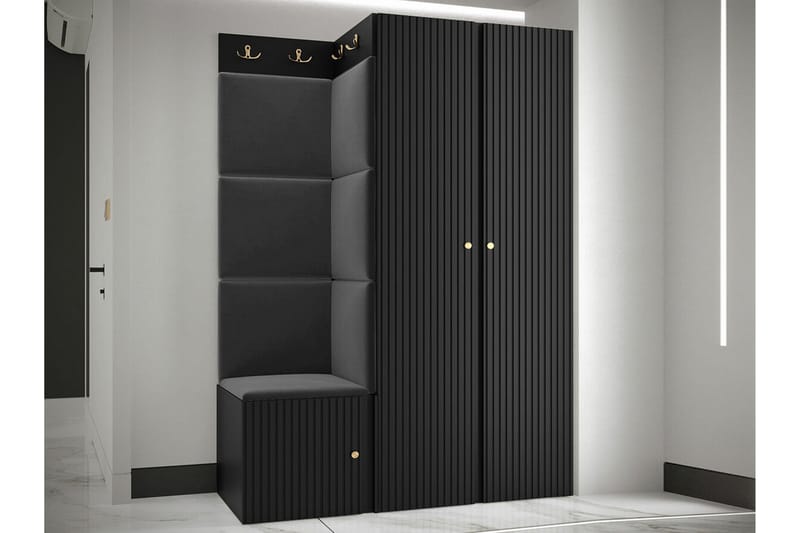 Highboard Dunvegan - Musta - Säilytys - Kaappi - Säilytyskaappi