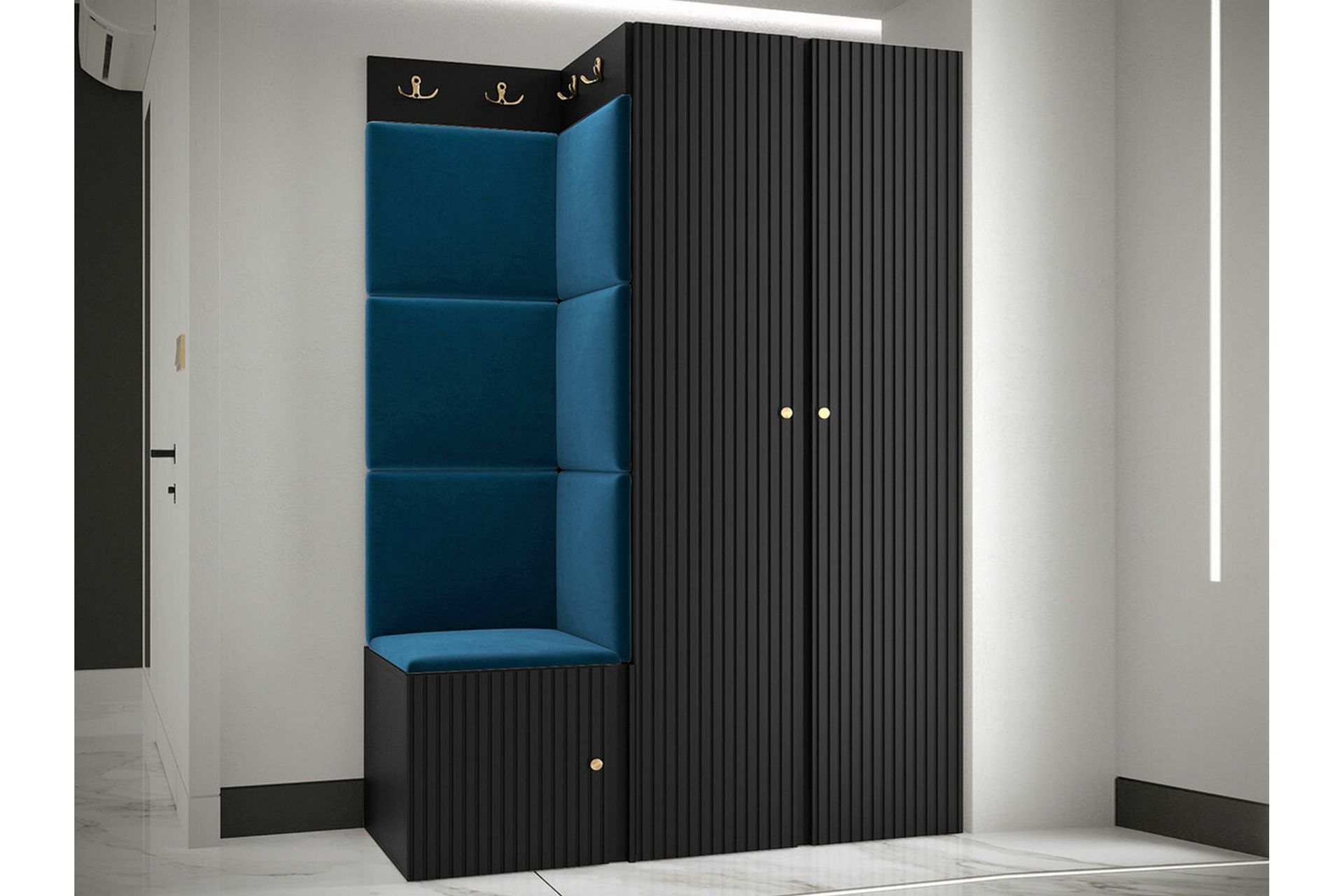 Highboard Dunvegan - Musta - Säilytys - Kaappi - Säilytyskaappi