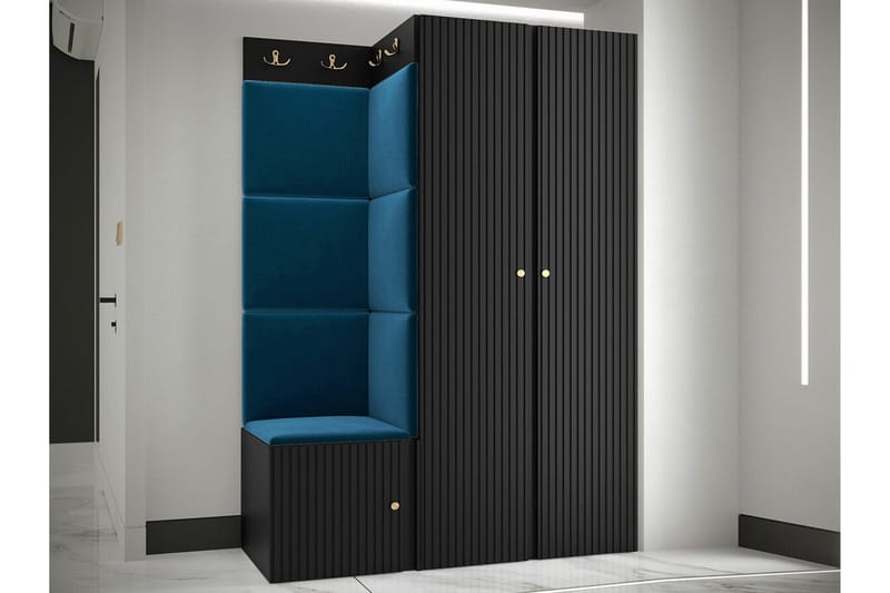 Highboard Dunvegan - Musta - Säilytys - Kaappi - Säilytyskaappi