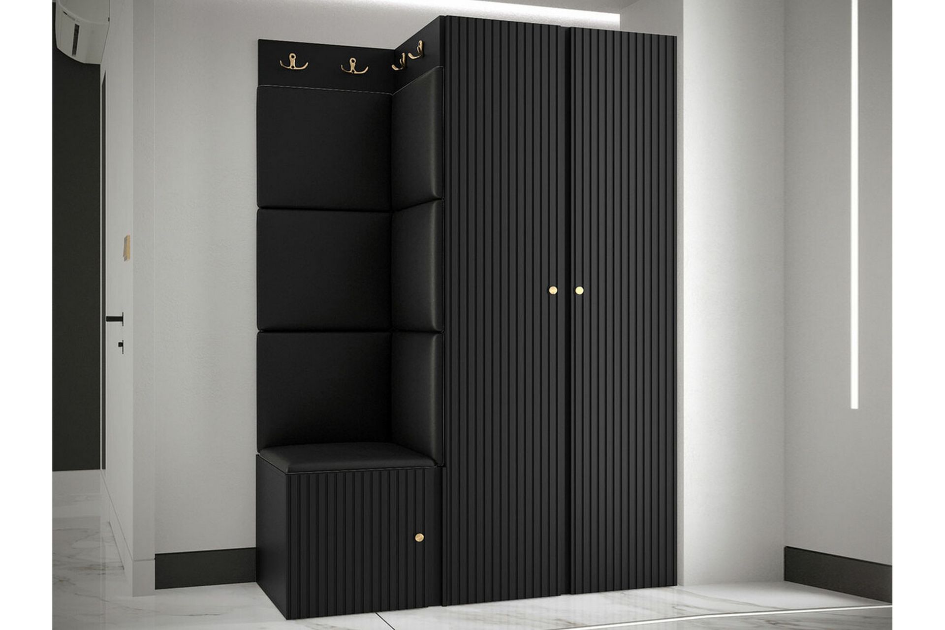Highboard Dunvegan - Musta - Säilytys - Kaappi - Säilytyskaappi
