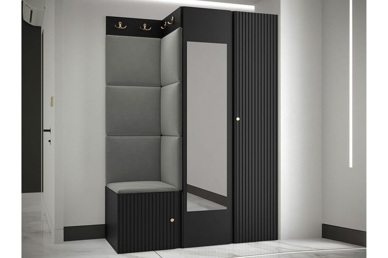 Highboard Dunvegan - Musta - Säilytys - Kaappi - Säilytyskaappi