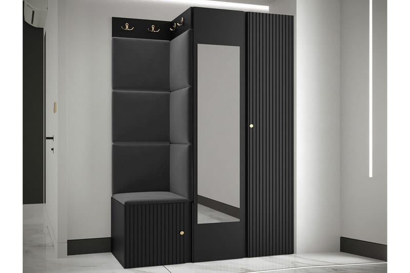 Highboard Dunvegan - Musta - Säilytys - Kaappi - Säilytyskaappi