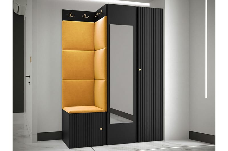 Highboard Dunvegan - Musta - Säilytys - Kaappi - Säilytyskaappi