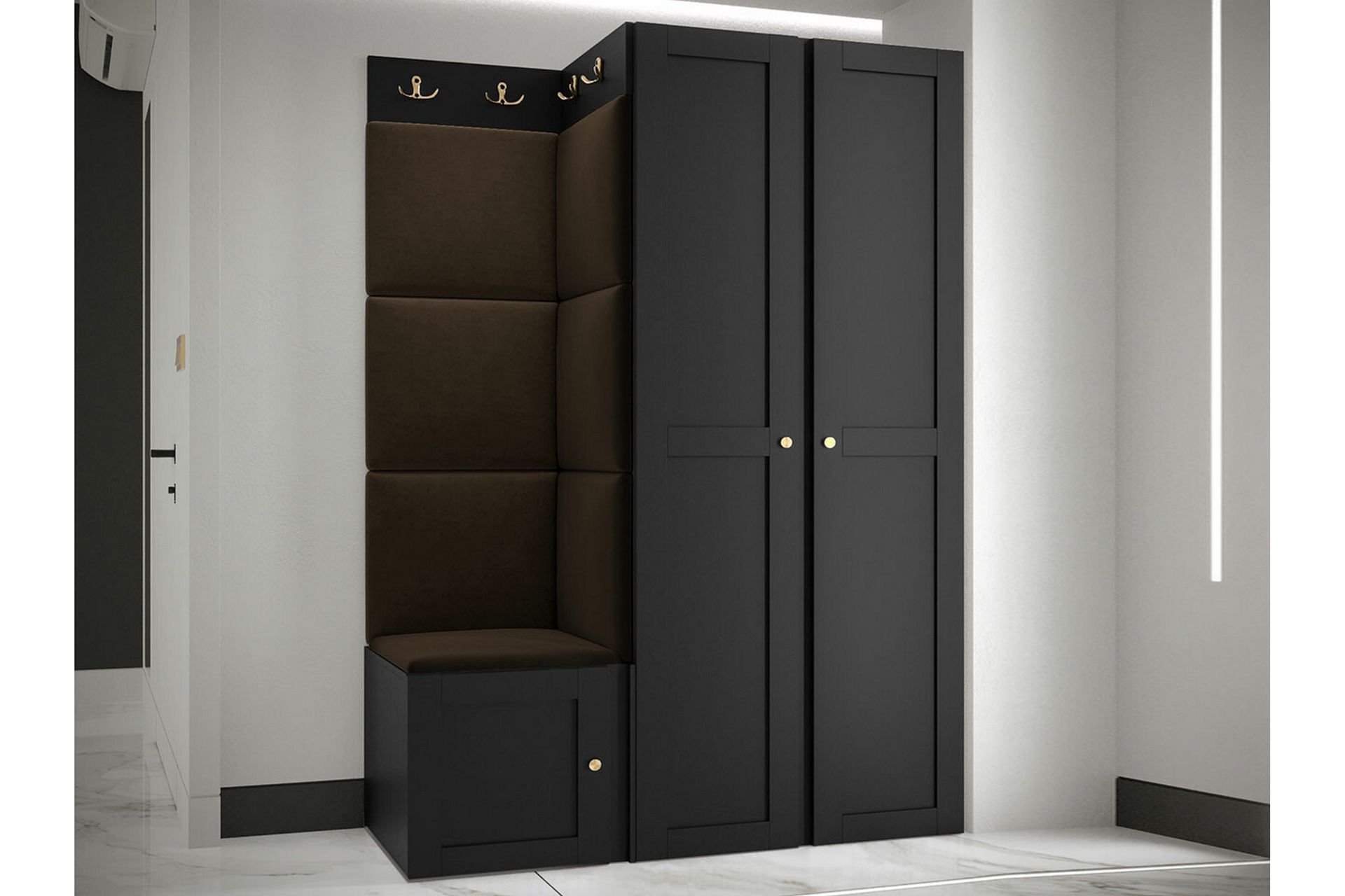 Highboard Dunvegan - Musta - Säilytys - Kaappi - Säilytyskaappi