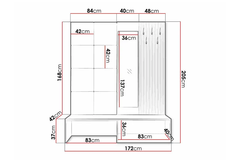 Highboard Dunvegan - Musta - Säilytys - Kaappi - Säilytyskaappi