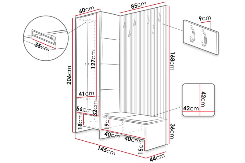 Highboard Dunvegan - Vaaleanpunainen - Säilytys - Kaappi - Säilytyskaappi